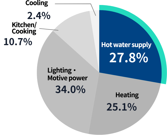 Percentage of energy use in detached houses