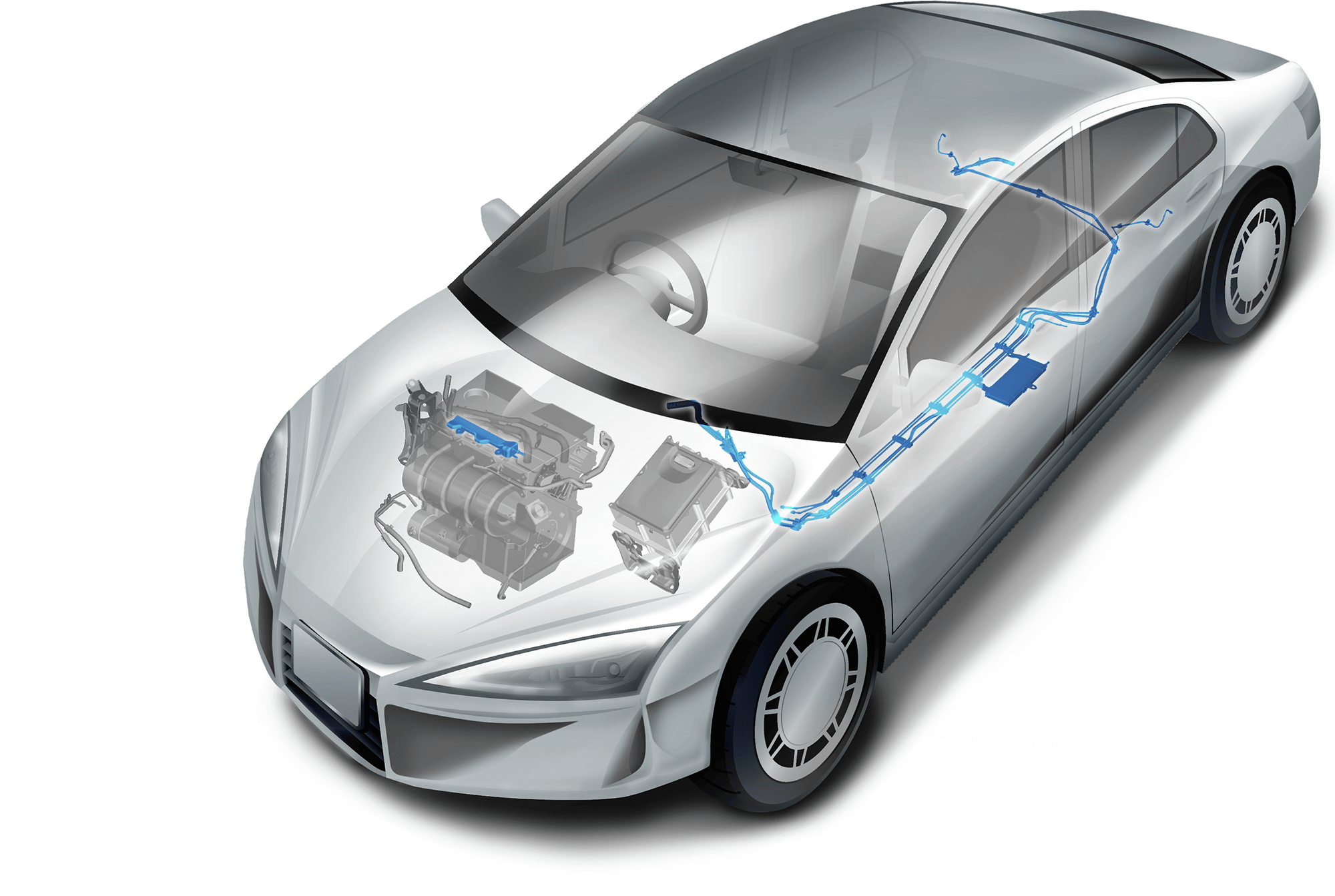 自動車のイラスト（燃料系部品）